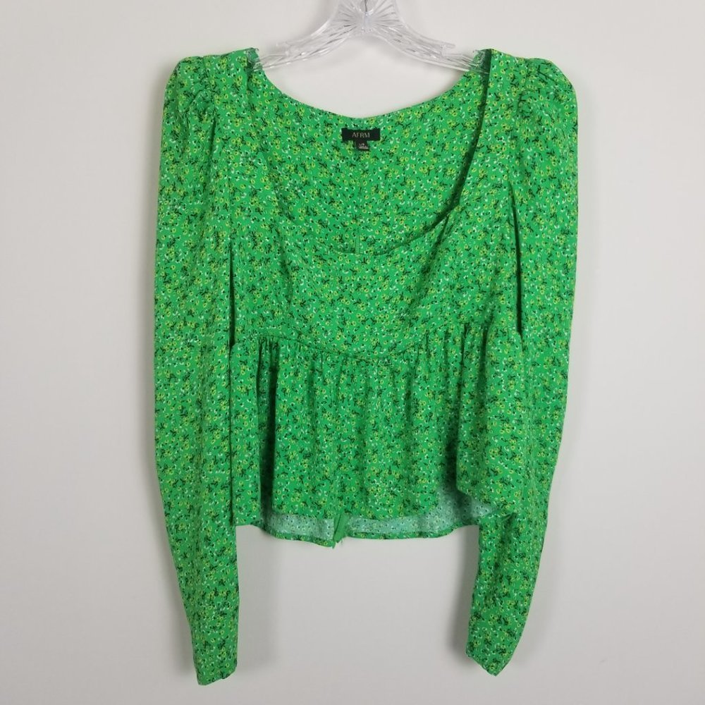 Afrm Ditsy Print Peplum Top Size Large Bust 32